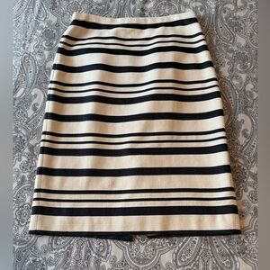 J. Crew Black and Cream Striped Pencil Skirt Size 4